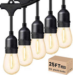 Svater Outdoor Led String Lights 25 FT, Patio Lights for Outside with 9pcs S14 Shatterproof Bulbs, 1 Watt E26 Dimmable, IP65 Waterproof, Commercial Grade Bistro Light 2700K Warm White - size: 25FT
