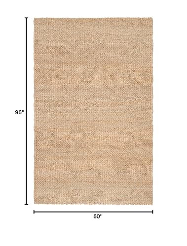 SAFAVIEH Natural Fiber Collection Area Rug - 5' x 8', Natural, Handmade Farmhouse Jute, Ideal for High Traffic Areas in Living Room, Bedroom (NF732A) - size: 5' x 8' (Rectangular)