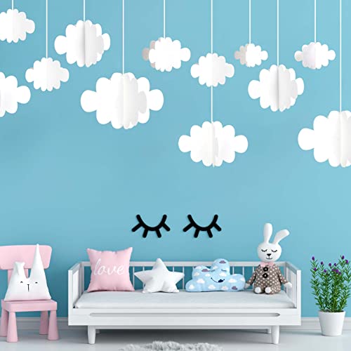 Ayfjovs 10 PCS 3D Cloud Decorations - White Hanging Clouds for Ceiling, Party Decorations, Ornaments, Wedding, Nursery, Children Room, Baby Baptism Party - style: 3D Style-10pcs