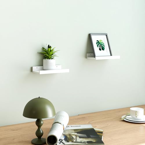 Small White Floating Shelves for Wall Decor, Wall Mounted Wood Shelf for Bedroom, Living Room, Bathroom, Kitchen, Nursery, Display Picture Ledge Shelf with Lip Set of 2-8 Inches, White - color: White, size: 7.8in
