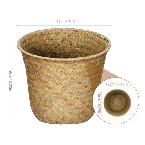 Seagrass Woven Basket 7.48X7.48X6.29In Multi-Functional Storage Organizer for Bedroom Bathroom Desktop Decorative Wastebasket and Plant Pot