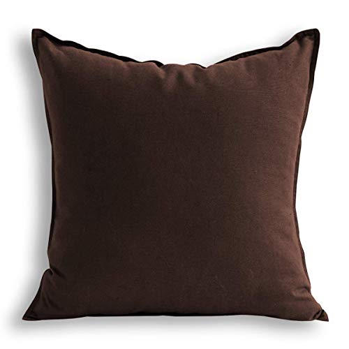 Jeanerlor Solid Cotton Linen Decoration Toss Throw Pillow Sham Cushion Case Special Pillow Cover Delicate Decorative Pillowcase for Bed/Chair/Couch, 18"x18"(45 x 45cm), Brown - color: Brown, size: 18" x 18" (Pack of 1)