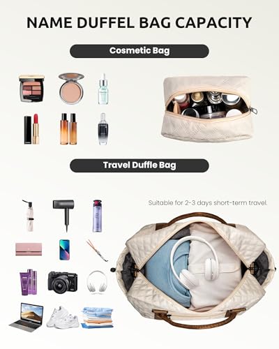 Girl Gift-Women Birthday Gifts-Gifts for Teenage Girls-Personalized Duffle Bag with Shoe Compartment, Kids Overnight Bag,Travel Weekend Bag, Gift for Women Friend Niece Sister (Letter A) - color: Beige, style: A