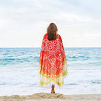 Large Microfiber Boho Mandala Beach Towel Round Bohemian Beach Blanket Hippie Indian Throw Blanket Beach Tapestry Sand Free Quick Dry Yoga Picnic Mat Wall Decor Circle Tablecloth Tassels,59'',Red - color: Red Mandala