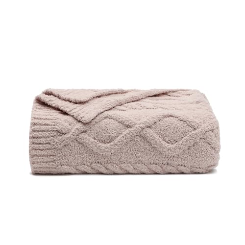 bearberry Plush Fleece Blanket Ultra Cozy & Warm Cable Knit - Machine Washable Throw for Living Room, Bedroom, Office | Lightweight Fuzzy Blanket for Adults, Kids, Pets (Beige, 50”x60”) - color: Cable Knit Beige, size: Throw(50″x60″)