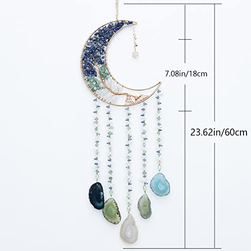 Boho Dream Catcher with Crystal Suncatcher, Handmade Dream Catchers for Adults Bedroom Decor, Moon Wall Hanging Bohemian Room Decor Spiritual Gift for Women - color: Colorful