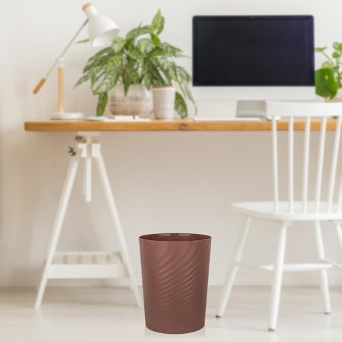 UUJOLY Plastic Trash Can Wastebasket, Garbage Container Basket for Bathrooms, Kitchens, Offices, Kids Rooms (Brown, 1.8 Gallon) - color: Brown, size: 1.8 Gallon/1 Pack