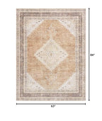 Hauteloom Ferdinand Living Room, Bedroom Machine Washable Area Rug - Farmhouse - Light Brown, Dark Brown, Light Blue - 5'3" x 7' - size: 5'3" x 7' (Rectangular)