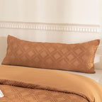 JELLYMONI Pillowcases Body Size Rust 1 Pack Boho Plaid Bed Pillow Covers 20x54in Polyester Envelope Pillow Shams Tufted Bohemian Jacquard Knit Textured (Pillows are not Included) - color: 03 - Rust - Grid, size: 54" x 20" (Pack of 1)