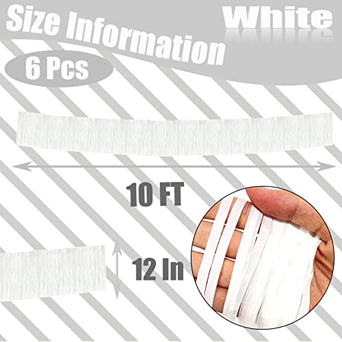 6 Pack 10 Feet White Foil Fringe Garland Metallic Tinsel Streamers Banner Wall Hanging Curtain Backdrop Banner for Parade Floats, Thanksgiving, Christmas, Birthday, Halloween Party Decorations - color: White