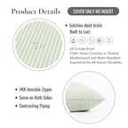 Hofdeco Premium Coastal Hampton Outdoor Performance Throw Pillow Cover Only, 22"x22" Water Repellent, UV and Fade Resistant for Backyard, Couch, Poolside, Grass Green Woven Coastline Stripes - color: Grass Green Coastline Stripes 22"x22"