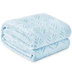 Exclusivo Mezcla Twin Size Fleece Blanket for Bed, Super Soft and Cozy Blankets All Season Use, Leaves Pattern, Plush Fuzzy Lightweight, Ice Blue, 60x80 Inch - color: Ice Blue, size: Twin(60"x80")