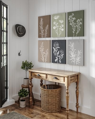 Drsoum Vintage Botanical Wall Art Framed Boho Wall Art Decor Wooded Minimalist Print Modern Rustic Farmhouse Home Kitchen Decor 12x16inx6pcs - color: vintage plant wall art, size: 12"x16"x6pcs