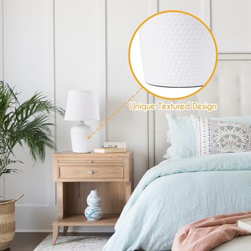 Sucolite 16'' Table Lamps Set of 2, Bedside Nightstand Lamps for Bedroom Kid’s Room, Cute Desk Lamps with Studded Texture Base for Reading Nursery Living Room Office, White - color: White & White, size: 16''