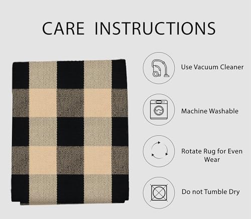 IOHOUZE Buffalo Plaid Checkered Rug 27.5 x 43 Inches Front Door Mats, Washable Area Rugs for Front Porch Welcome Mats Indoor Outdoor, Entryway Door Rug for Entryway, Home Entrance, Tan Black - color: Tan and Black, size: 2'4" x 3'8" (Rectangular)