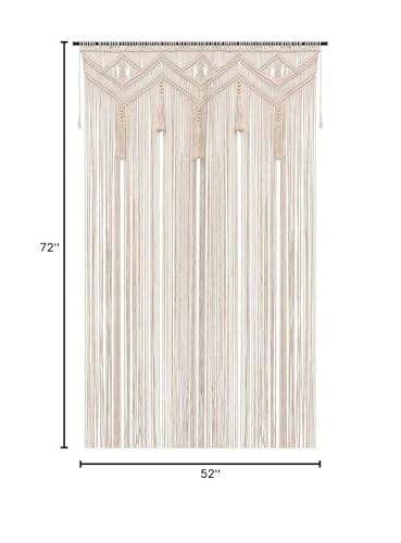 Boho Curtains for Bedroom Macrame for Windows Living Room Boho Decor Large Macrame Wall Hanging Beaded Curtain for Doorway Closet Curtains Wedding Backdrop, 1 Panel 52''W x 72''L