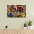Boho Feather Fringe Art Wall Art Decor Framed 18x12 Inch, Wall Decor Poster for Bedroom Living Room Office Decor (Wooden Inner Frame) - size: 18"L x 12"W