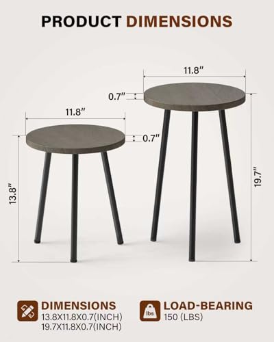 Plant Stand Indoor Tall: Corner Wood Plant Stand 2 Pack Mid Century Modern Decor - Small Round Plant Table for Indoor Plants - Outdoor Plant Holder for Patio Living Room Bathroom Office (Grey Wood) - color: Grey Wood, size: 14"&20"