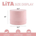 LITA Round Stuffed Pouf Ottoman, Velvet Poufs with High-Density Foam Filling and Washable Cover, Furry and Fluffy Bean Bag Foot Stools Ottoman for Living Room, Bedroom, Office, Pink - color: Velvet Pink