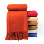 CUDDLE DREAMS Premium Cashmere Throw Blanket with Fringe, Luxuriously Soft (Persimmon) - color: Persimmon