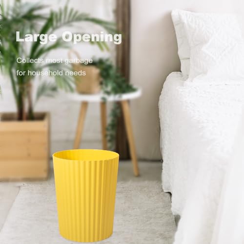 JiatuA Small Trash Can Plastic Wastebasket Round Garbage Container Bin for Bathroom, Kitchen, Bedroom, Home Office, College Dorm, Yellow - color: Yellow, size: 1.8 Gallons