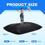 Hobestluk 3 in 1 Bean Bag Chair Giant Bean Bag Chairs for Adults with Chevron Plush Fur Cover Convertible Bean Bag Floor Cushion with Machine Washable Cover for Living Room (Chevron Plush Black) - color: Coal Black