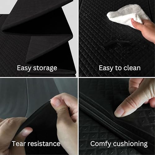 Foldable Yoga Exercise Mat, 6mm/8mm/10mm/12mm Thickness, 72 x 24 Inch - Lightweight, Anti-Slip, and Easy to Store for Yoga, Pilates, Home Workouts, and Floor Exercises - color: Black, size: 24" x 72" x 1/4"