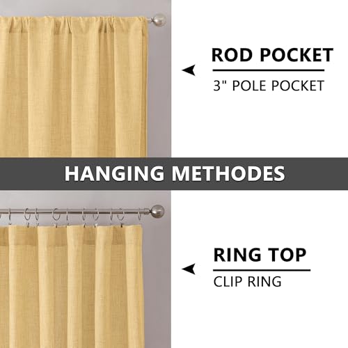 Tollpiz Short Linen Tier Curtains Rod Pocket Semi Sheer Half Kitchen Curtain Burlap Light Filtering Thick Linen Drapes for Bathroom, 30 x 24 inches Long, Beige, Set of 2 Panels - color: Beige, size: 30"W x 24"L (Pack of 2)