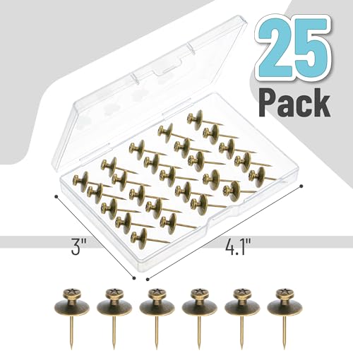 Mr. Pen Double Headed Picture Hanging Nails, 25 Pack Bronze Push Pins and Tacks for Wall - color: Bronze, size: 25 Pack
