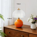 PARTPHONER Mushroom Table Lamp, Ceramic Bedside Lamp with Glass Shade, 3-Way Lighting (2700K-5000K) Rocker Switch, Small Nightstand Lamp for Bedroom, Living Room, Office, Orange - color: Orange