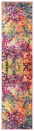 SAFAVIEH Madison Collection Runner Rug - 2'2" x 12', Fuchsia & Gold, Boho Abstract Distressed Design, Non-Shedding & Easy Care, Ideal for High Traffic Areas in Living Room, Bedroom (MAD425D) - color: Fuchsia/Gold, size: 2'2" x 12' (Runner)