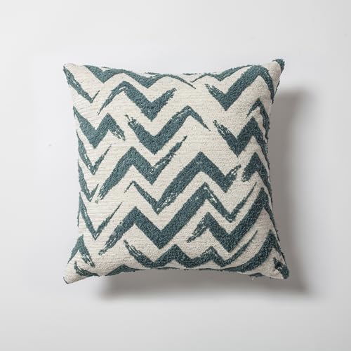 Woven Jacquard Throw Pillow Cover, Pack of 1 Geometric Pattern Textured Decorative Cushion Covers for Sofas, Couches, Fade Resistant Pillow for Sofa & Couch, Havana, Blue-White, 18x18 Inch - color: Blue & White