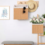 Novabright Set of 2 Wicker Hanging Basket Woven Wall Baskets with Handles Liners for Front Door Organizing Mail Flowers Wall Storage Basket for Farmhouse Home Decor Kitchen Bathroom Toilet Tank Top - style: European Style