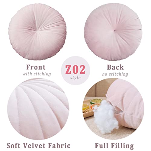 HLOVME Round Pillow Cushion for Couch Velvet Decorative Small Throw Pillow Solid Color for Living Room Bed Floor 15.7”, Mint Green - color: Z02-mint Green