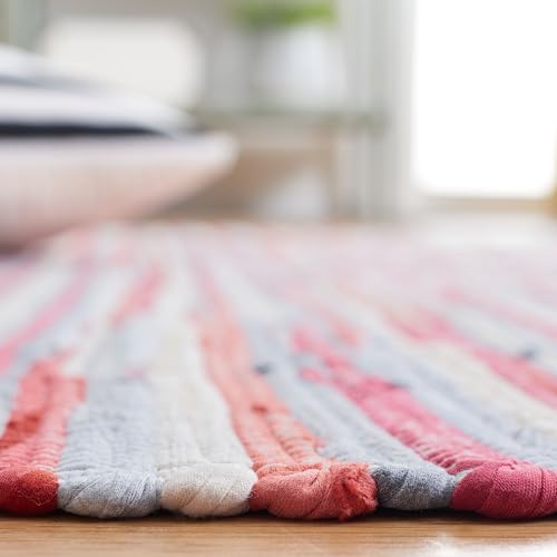 SAFAVIEH Rag Rug Collection Accent Rug - 3' x 5', Red & Multi, Handmade Boho Stripe Cotton, Ideal for High Traffic Areas in Entryway, Living Room, Bedroom (RAR129R) - color: Red/Multi, size: 3' x 5' (Rectangular)
