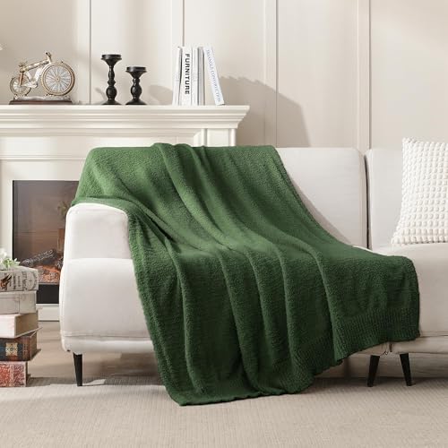 JOOJA Emerald Green Throw Blanket, Soft Fluffy Fuzzy Knit Blanket for Couch Bed Sofa, Cozy Plush Warm Blanket for Bedroom Living Room, Spring Home Decor, 50x60 Inches - color: Dark Green, size: 50x60