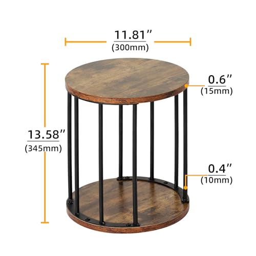 Plant Stand Indoor,small plant stool,Flower Pot Corner stand holder,Mid Century Heavy Duty Metal Tall Home Decor,Modern Round End Table,Small Rustic Display Stand for Living Room,Bedroom(Brown,14In) - color: 35cm brown