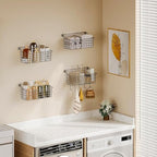 Sonyabecca 4 Pack Hanging Wall Basket for Organizing, Large Wire Basket for Storage Pantry with 5 S Hook+4 Adhesive Hook, Wall Mounted Shelf for Kitchen Bathroom - size: 13"L x 6.3"W x 6.02"H-4Pack
