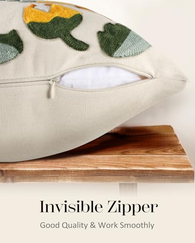 Embroidered Throw Pillow Cover - 18x18 Decorative Pillow Cover with Zipper Aesthetic Cute Design Boho Spring Summer Throw Pillowcase for Living Room Couch Sofa Bed, Sunflower - color: Sunflower, size: 18" x 18" (Pack of 1)
