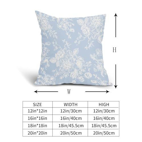 Kawani Vintage Floral Pillow Covers 18x18 Inch Set of 2 Baby Blue Floral Outdoor Decorative Throw Pillows Chinoiserie Flower Pillowcases Rustic Farmhouse Cushion Covers for Couch Home Decor - color: Baby Blue Floral, size: 18" x 18" (Pack of 2)