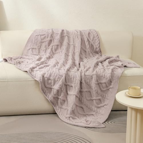 bearberry Plush Fleece Blanket Ultra Cozy & Warm Cable Knit - Machine Washable Throw for Living Room, Bedroom, Office | Lightweight Fuzzy Blanket for Adults, Kids, Pets (Beige, 50”x60”) - color: Cable Knit Beige, size: Throw(50″x60″)