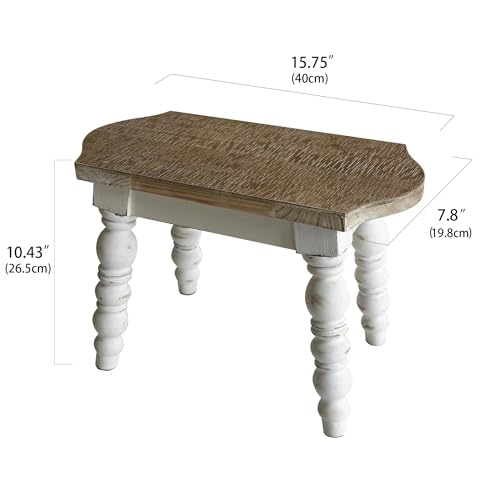 dwellington Wooden Bathroom Farmhouse Step Stool, Wood Foot Stool for Adults Kids, Bedside Step Plant Stand for Kitchen - color: White Wash