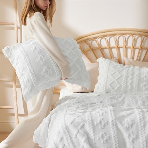 Bedsure Boho Twin Duvet Cover, Soft & Comfortable Elegant Design Boho Bedding for Decoration, Machine Washable Comforter Cover for All Seasons,Includes 1 Duvet Cover & 1 Pillow Sham,White - color: 04 - White - Elegant (No Comforter), size: Twin/Twin XL (6