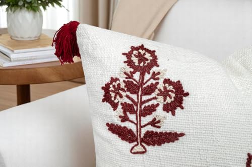 Hand Embroidered Anaarkali Decorative Square Accent Throw Pillow Cover Sofa Cushion Cover - 20x20, Red - color: Red-anaarkali, size: 20" x 20" (Pack of 1)