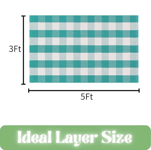 Ckorzen Green and White Plaid Rug, 28" x 43" Spring Outdoor Front Porch Door Decor Mat, Washable Cotton Woven Farmhouse Area Rug for Layered Door Mats Carpet, Entryway, Easter Décor - color: Green & White, size: 2'4" x 3'7" (Rectangular)