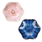 JAMEND CLXP 2PCS Lotus Leaf Shape Ring Holder Dish, Small Key Bowl, Ceramic Trinket Tray Jewelry Dish Organizing Necklace Earrings for Mom Friend Sister, All Jewelries Are NOT Included. Blue+Pink.… - color: Blue+Pink