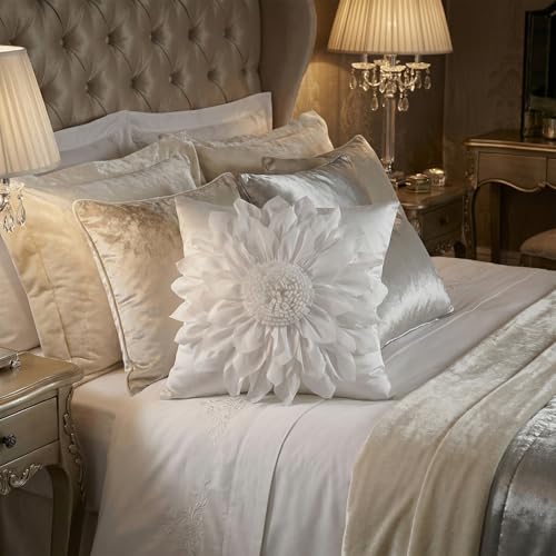 Bella's Giftshop 3D Sunflower Decorative Throw Pillow Covers for Bed Sofa Couch Car, Accent Floral Cushion Cover, Handmade Pillow Cases Living Room Decor, 17x17 Inch-Cream/White - color: Cream