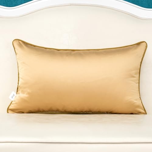 Alerfa 12 x 20 Inch Khaki White Geometric Striped Gold Leather Patchwork Velvet Cushion Case Luxury Modern Lumbar Throw Pillow Cover Decorative Pillow for Couch Sofa Living Room Bedroom Car - color: Khaki, size: 20" x 12" (Pack of 1)