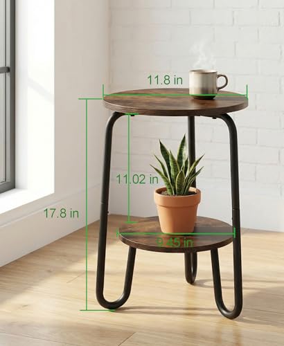 TREEZITEK 2 Tier Plant Table,Plant Stand Indoor Round Flower Pot Stand,17.8 Inch Tall Corner Plant Holder for Living Room, Balcony,Small Side Table for Coffee and The Remote
