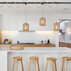 3 Lights Plug in Pendant Light with Cord On/Off Switch Rattan Hanging Lamp with 22ft Hand Woven Wicker Plug in Chandelier Boho Hanging Lights Fixture for Bedroom Kitchen Hallway Foyer - size: 3 Light